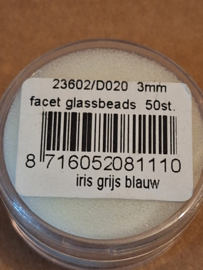 18 Facet kraal , iris Grijs blauw