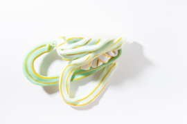 Opaque white & Green with Yellow stripes no. 1 | large + special