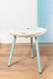 Carved side table  - Marble - white with mint green legs