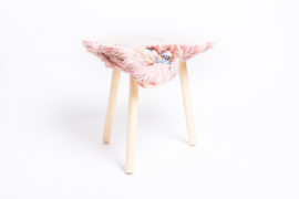 Carved side table  - Soft Ice Cream - Pink & Creamy