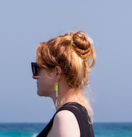 MORPH earrings - Cream & Fluor yellow