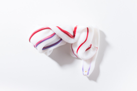 Opaque white with Red & Purple stripes | special