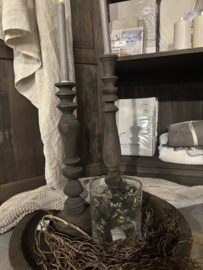 Dutz windlicht met kartelrand en metaalbubbels