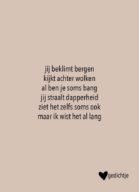 Postkaart jij beklimt bergen
