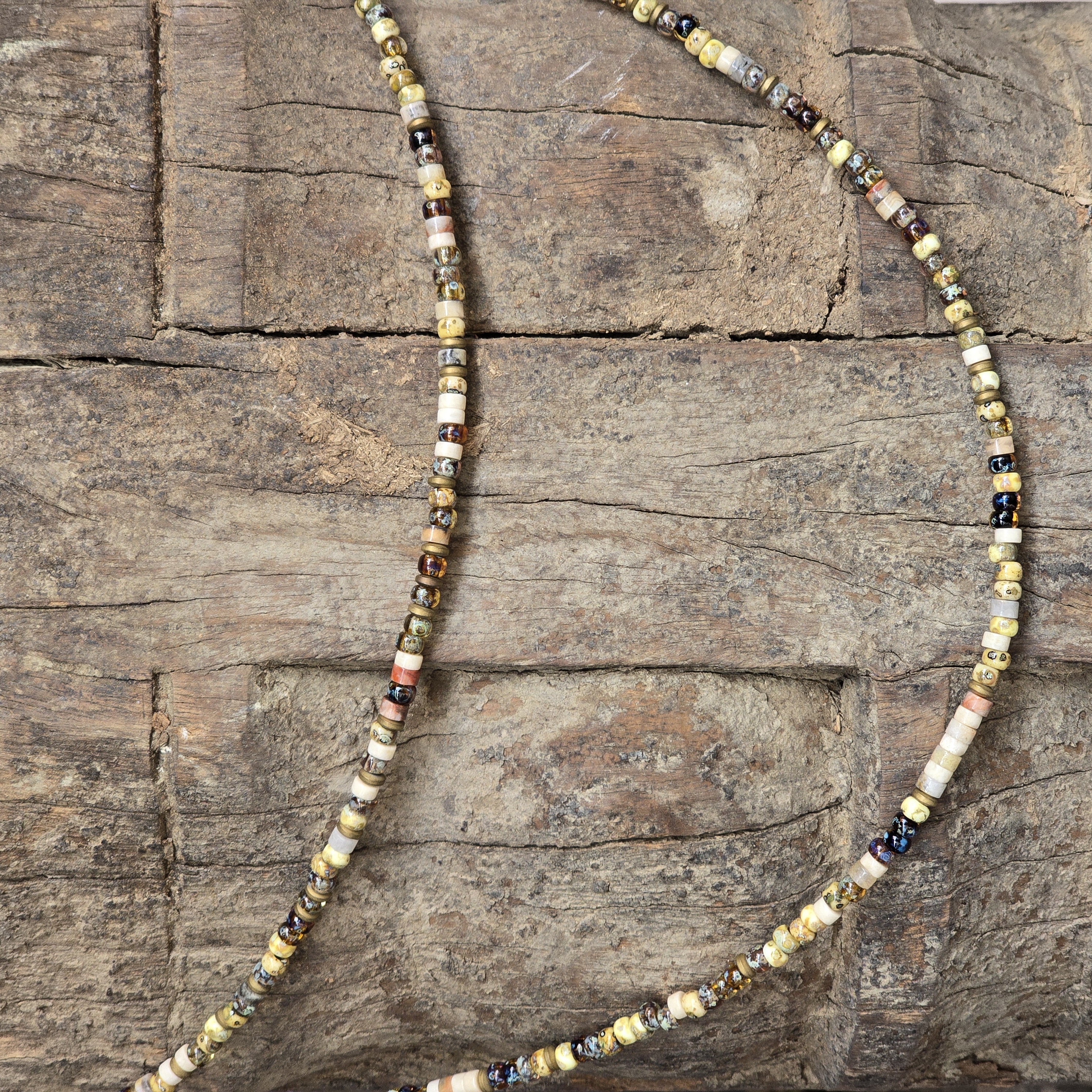 KETTING EDELSTAAL MIYUKI MULTI BEIGE 110 CM