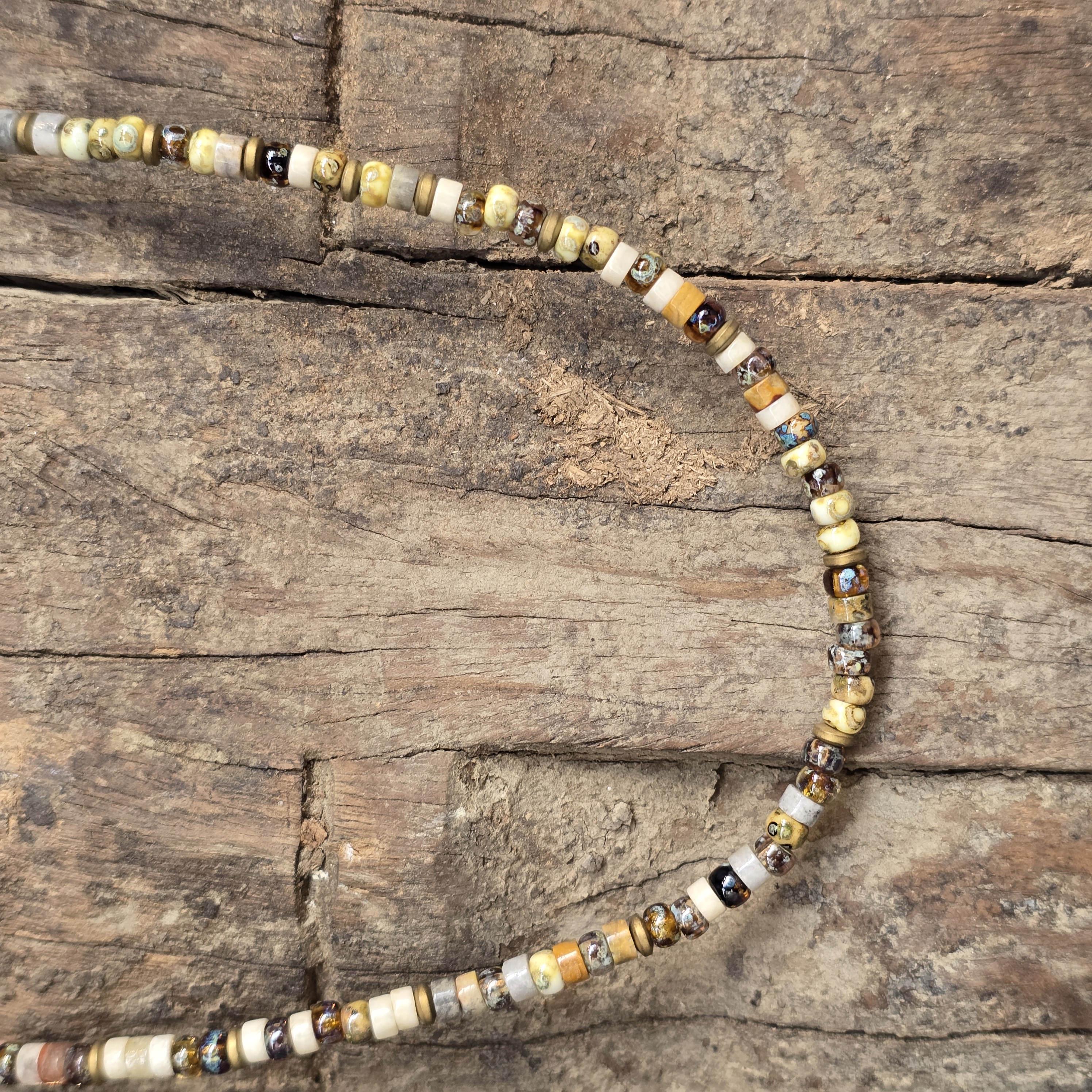 KETTING EDELSTAAL MIYUKI MULTI BEIGE 40-50 CM
