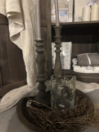 Dutz windlicht met kartelrand en metaalbubbels