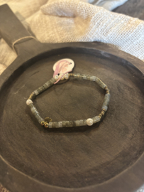 edelsteen armband bronziet groen
