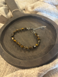 Edelsteen armband Tijgeroog bruin Mala