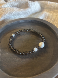 Edelsteen armband bruin Rookkwarts Saya Mala