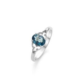 Witgouden ring London Blue Topaas Trefoil