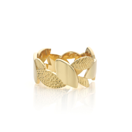 Leaves ring geelgoud XL