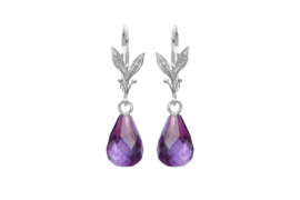 Fleurige Zilveren Oorhangers Amethyst