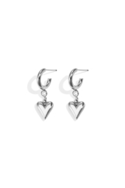 Stainless steel oorbellen zilver en goud met hart