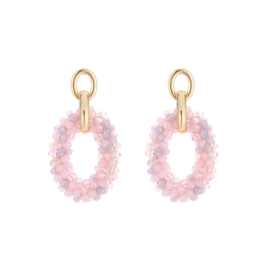 Statement oorbellen oval roze