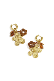 Oorbellen stainless steel goud met kralen en bedels najaar bloem