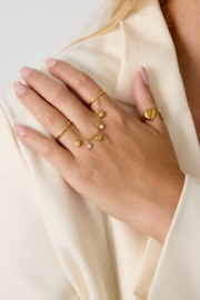 Ring met kettinkje en bedels hartjes – stainless steel