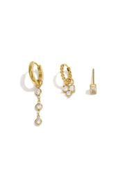 Earparty set voor 3 gaatjes goud cirkels - stainless steel