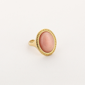 Stainless steel ring goud met sunstone groot