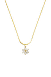 Stainless steel ketting zilver en goud met glinsterende bloem