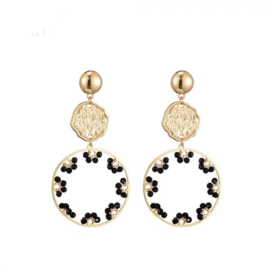 Statement oorbellen pretty met kralen zwart