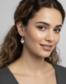 Stainless steel oorbellen zilver met kralen en hartje