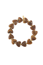 Kralenarmband hartjes kralen bruin