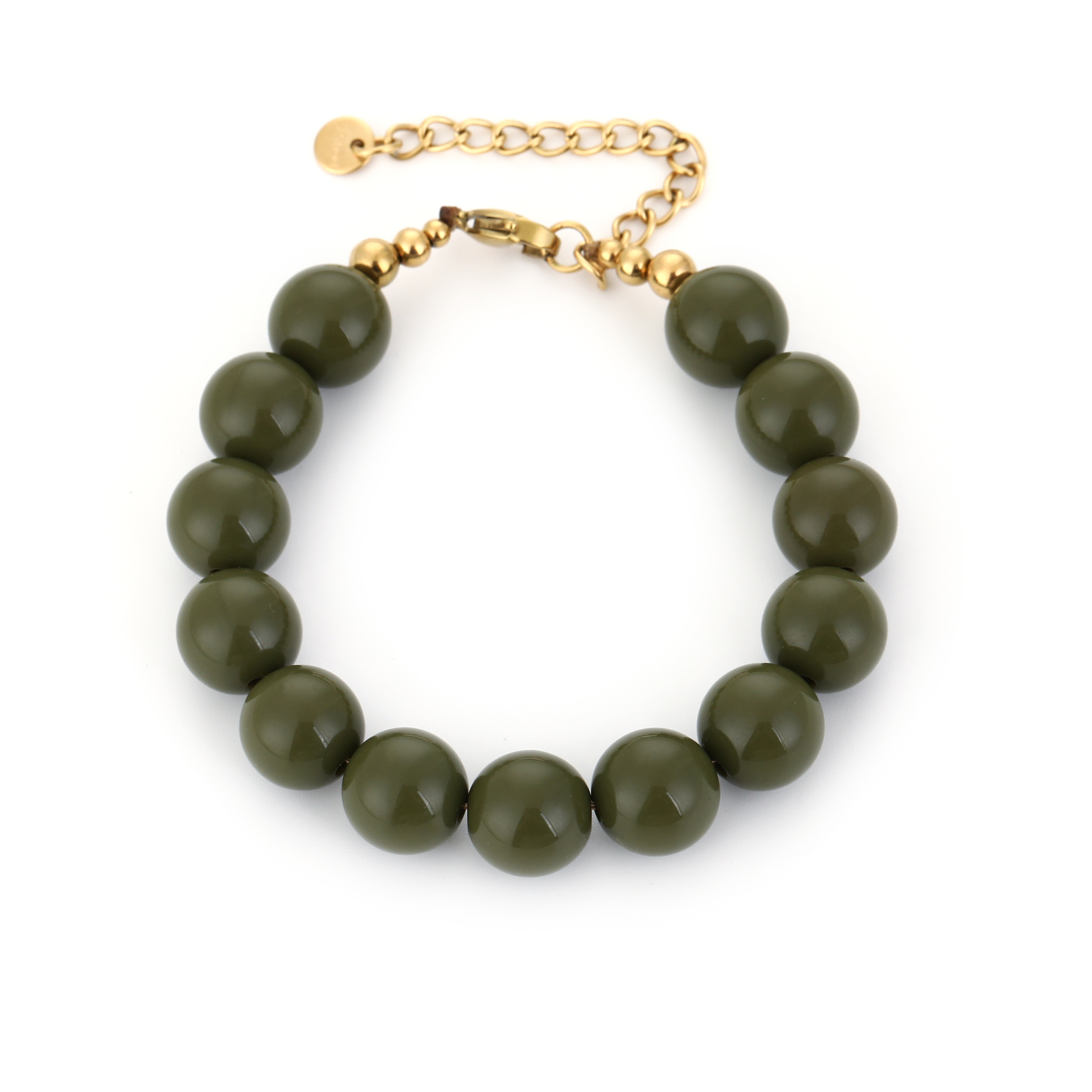 Grote kralen armband olive