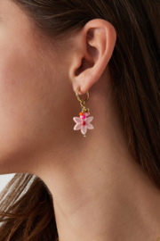 Oorbellen stainless steel goud magic flower