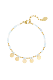Enkelbandje blauw met muntjes