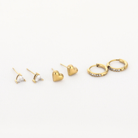 Earparty voor 3 gaatjes goud love
