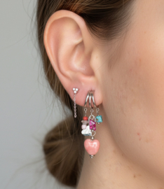 Stainless steel musthave oorbellen lente zilver met gekleurde kralen