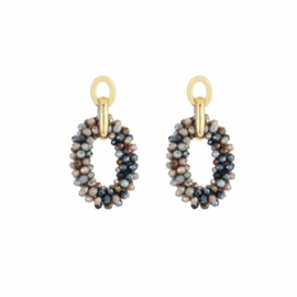Statement oorbellen oval dark mix