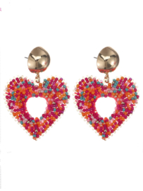 Statement oorbellen hart multi
