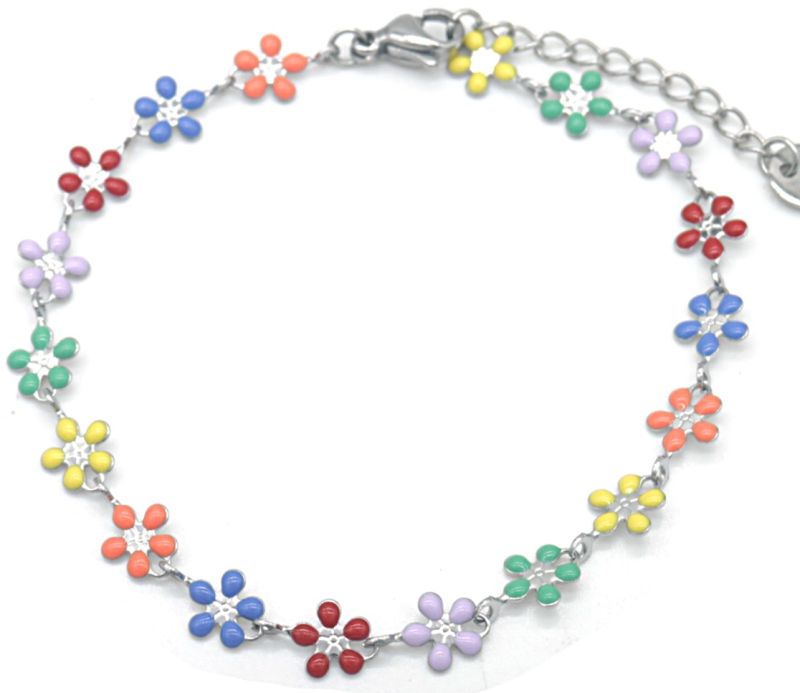 Armband flowers zilver