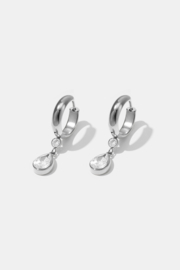 Stainless steel oorbellen zilver en goud met glinsterende steen