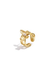 Statement ring met meerdere lagen bloem goud