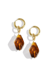 Oorbellen charms steen bruin