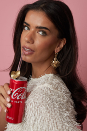 Stainless steel oorbellen goud met kralen en hart