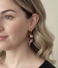 Oorbellen stainless steel goud met hartje panter