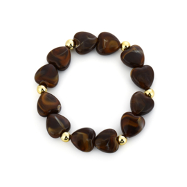 Kralenarmband hartjes kralen bruin