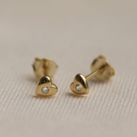 Oorknopjes hart met steentje - echt zilver