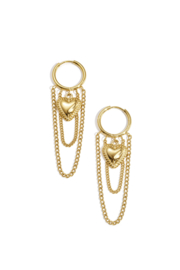 Stainless steel oorbellen goud chain met hartje