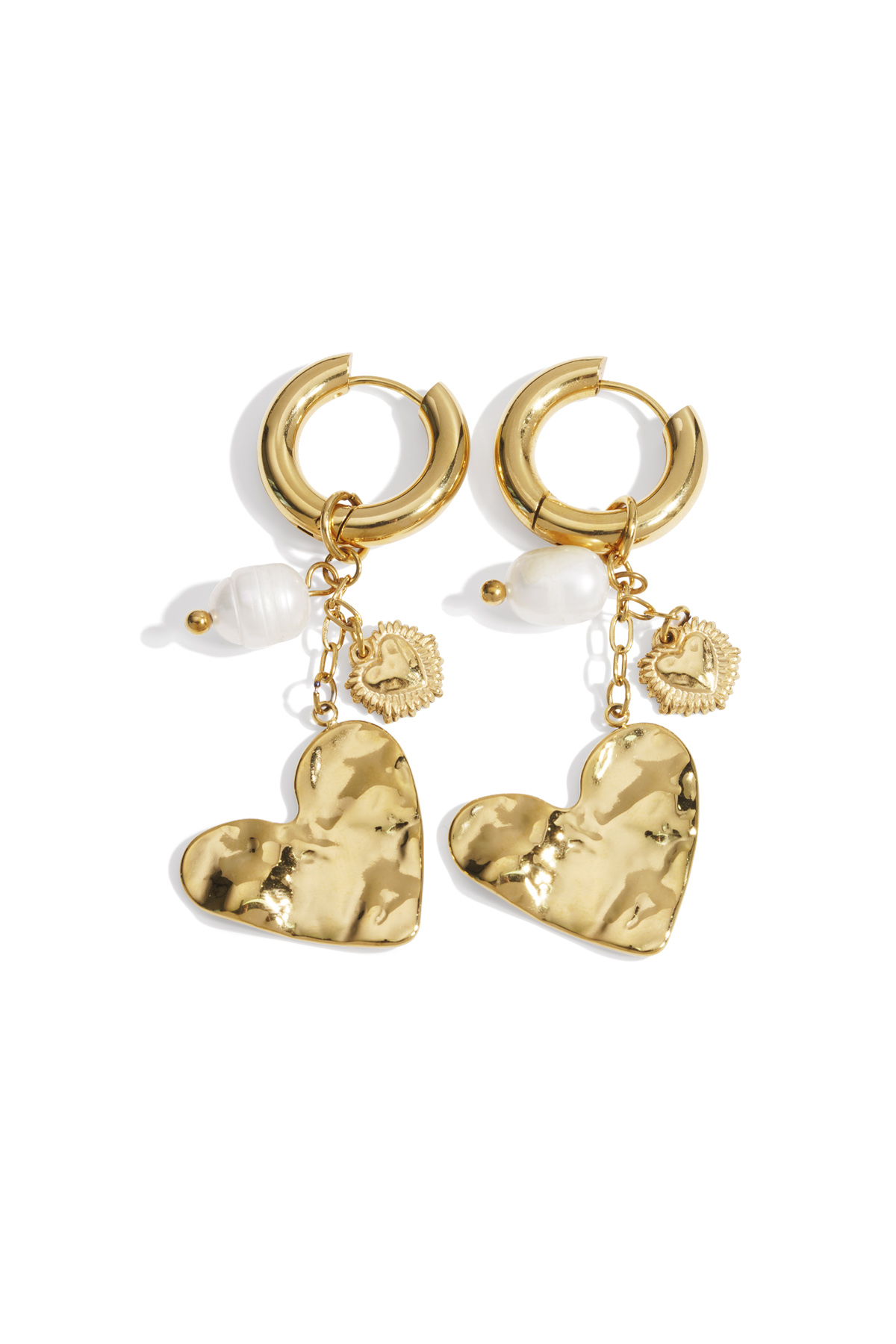 Oorbellen charms hartje parel