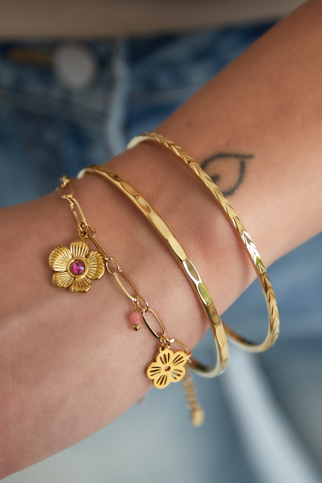 Bedelarmband bloem