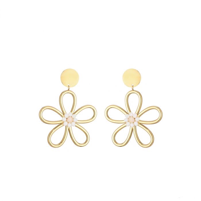 Pretty flower oorbellen wit