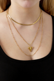 Ketting met 3 in 1 effect goudkleurig met hartje