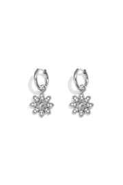 Oorbellen stainless steel in goud en zilver met bloem en steentjes