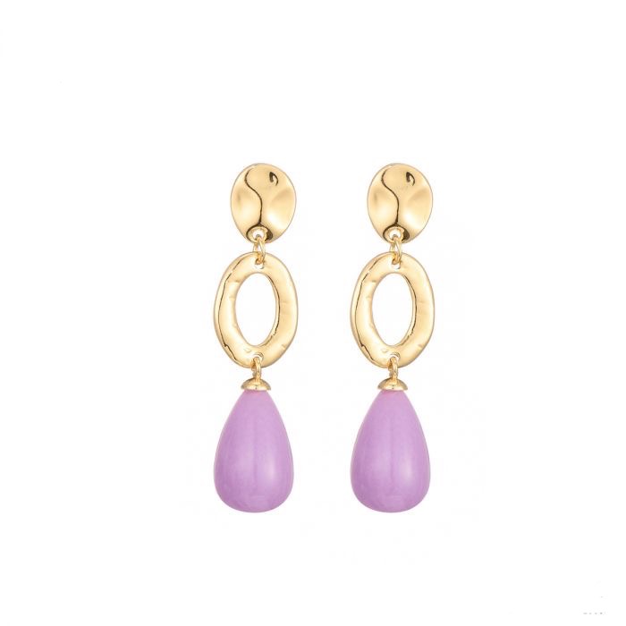 Statement oorbellen love paars