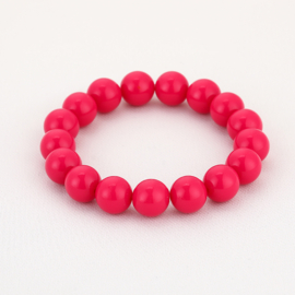 Kralen armband elastiek fuschia